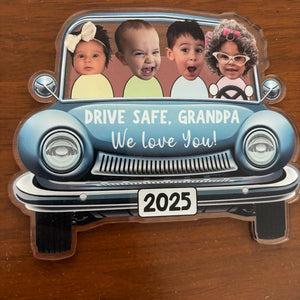 Custom Photo Car Visor Clip, Drive Safe Daddy Gift, Vintage Car Baby Face Visor Clip, Dad Christmas Gift, Dad Birthday Gift, New Dad Gift