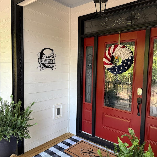 Personalized Family Name Metal Sign, Housewarming Gift, Metal Monogram Sign, Door Hanger, Last Name Sign, Metal Wall Art, Wedding Gift