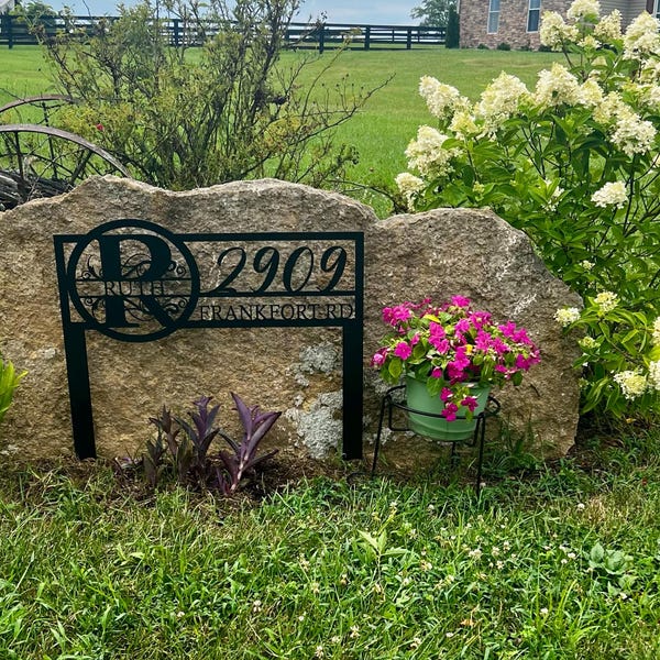 Custom Metal Monogram Address Sign with Stakes, Address Yard Stake, Initials Monogram, Personalized Lawn Sign, House Numbers Sign, Home Gift