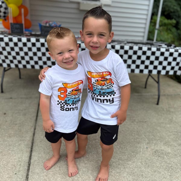 Custom Birthday Boy Toddler Tee, Racing Car Outfits,Custom years 3rd Birthday Party Gift Shirt, Kids Graphic Tee, Race Car Shirt for Boys, Gift for Boy