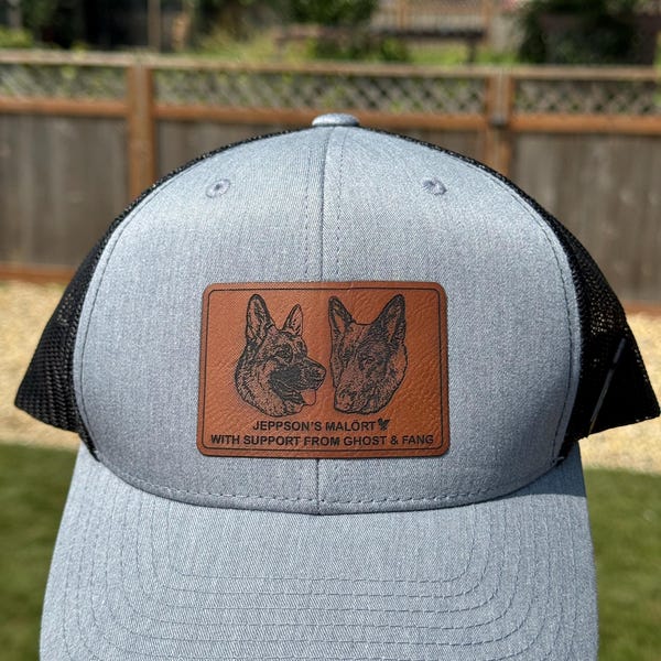 Custom Dog Dad Trucker Hat Leather Patch - Personalized Father's Day Gift for Dog Lovers