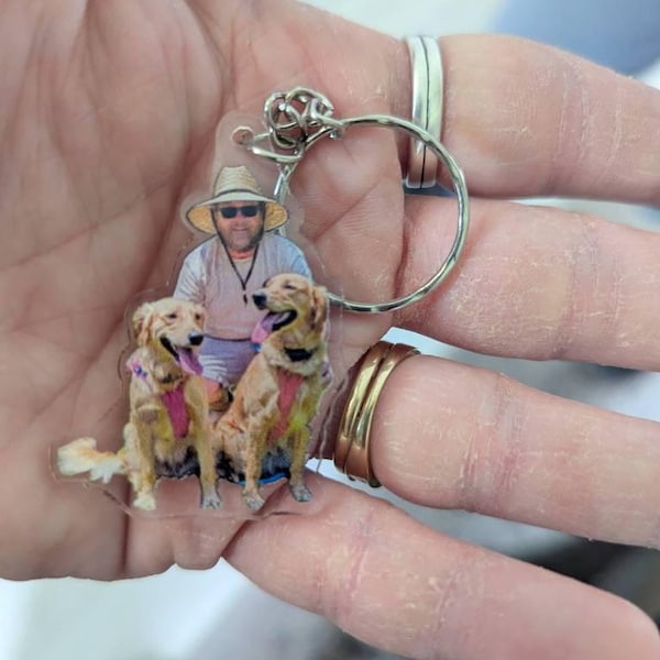 Personalized Photo Keychain, Dog Dad Gift, Custom Acrylic Charm, Dog Keychain, Pet Photo, Logo Printing Keychain, Family Photo Keychain