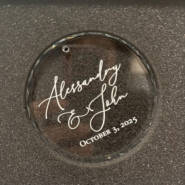 Custom Crystal Ornament Personalized with Your Names and Special Date