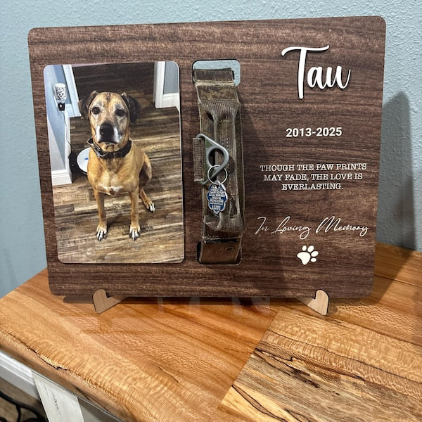 Memorial Pet Collar Sign, Dog Memorial Wood Frame With Collar Holder, Dog Memorial Gifts,Pet Loss Gifts,Pet Sympathy Gift,Pet Loss Gift