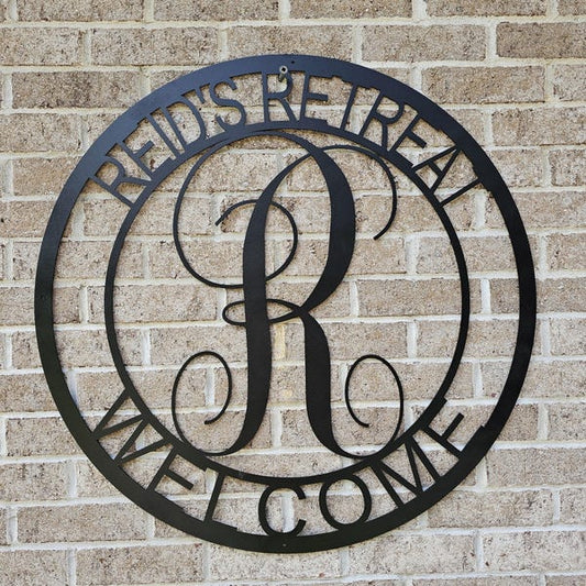 ROUND SCROLL MONOGRAM | Established Last Name Sign | Custom Metal Sign | Anniversary Gift | Personalized Wedding Gift | Couples Gift
