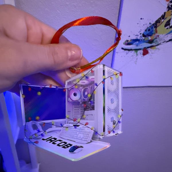 Custom 2D Pc Gamer Ornament: Gaming Computer Christmas Ornament, Christmas Tree Decor, Custom Computer Ornament, Gift for Him Ornament Gift