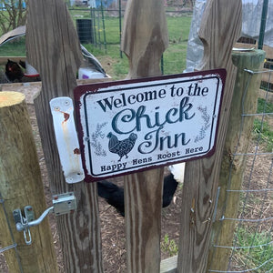 Welcome To The Chick Inn Cute chicken coop d cor Personalized metal sign, Chicken Coop Door Sign, Chick Inn sign, Funny chicken sign, cute chicken sign