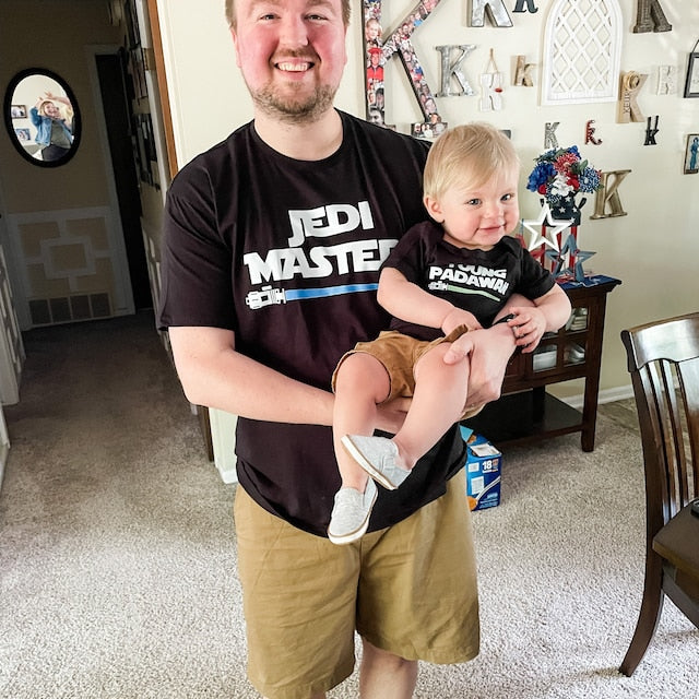 Jedi Master Young Padawan Shirts, Matching Star Wars T-Shirts, Jedi and Padawan Baby Shirt, Daddy daughter shirts, Dad and Son Jedi Shirt
