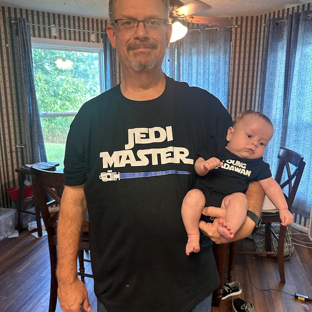 Jedi Master Young Padawan Shirts, Matching Star Wars T-Shirts, Jedi and Padawan Baby Shirt, Daddy daughter shirts, Dad and Son Jedi Shirt