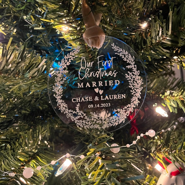 First Christmas Married Ornament Newlywed Gift Mr & Mrs Christmas Ornament Personalized Mr Mrs Wedding Ornament Wedding Gift