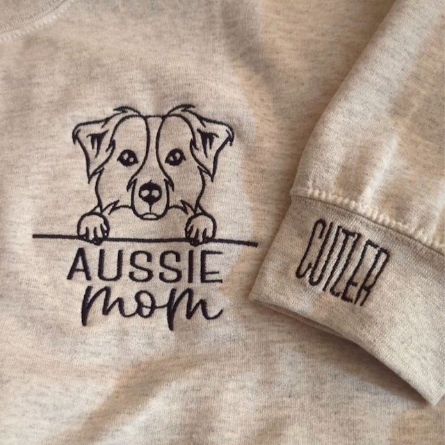 Personalized Dog Mom EMBROIDERED with Name On Sleeve