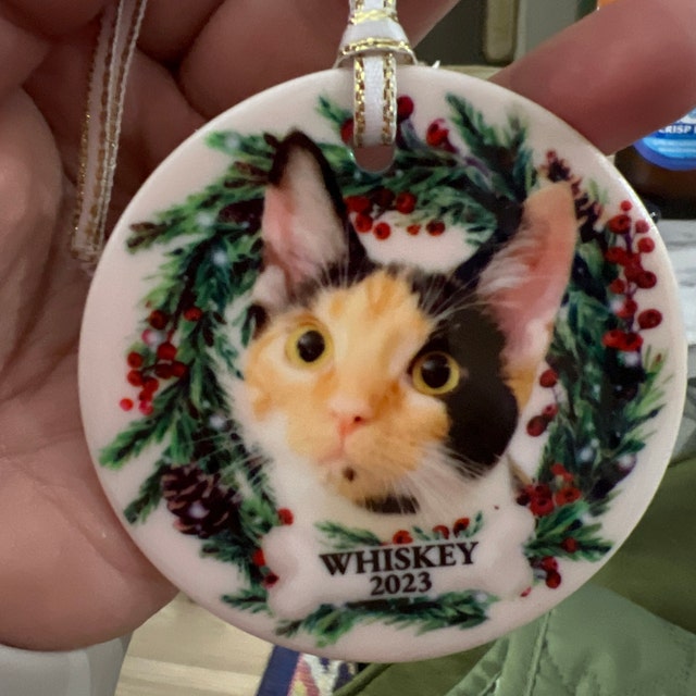 Personalized Pet Ornament, Custom Dog Christmas Ornament, Pet Memorial Ornament, Cat Christmas Photo Ornament, Pet Portrait Name Gift