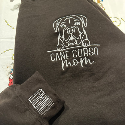 Personalized Dog Mom EMBROIDERED with Name On Sleeve