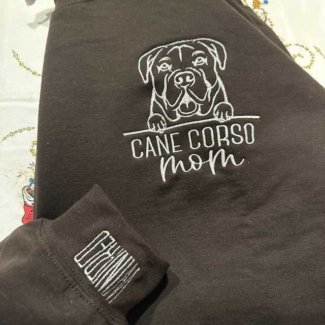 Personalized Dog Mom EMBROIDERED with Name On Sleeve