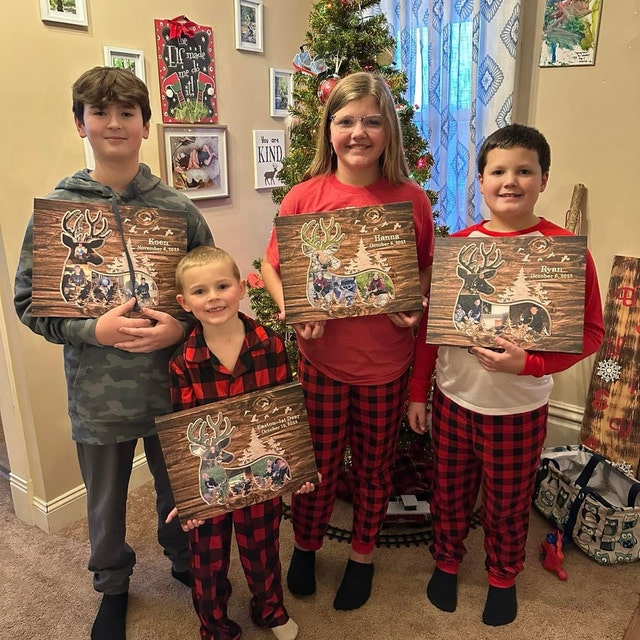 Personalized Deer Hunting Photo Collage Canvas, Father's Day Gifts For Dad, Hunting Buddy Gifts, Deer Hunter Gifts For Husband, Grandpa, Son