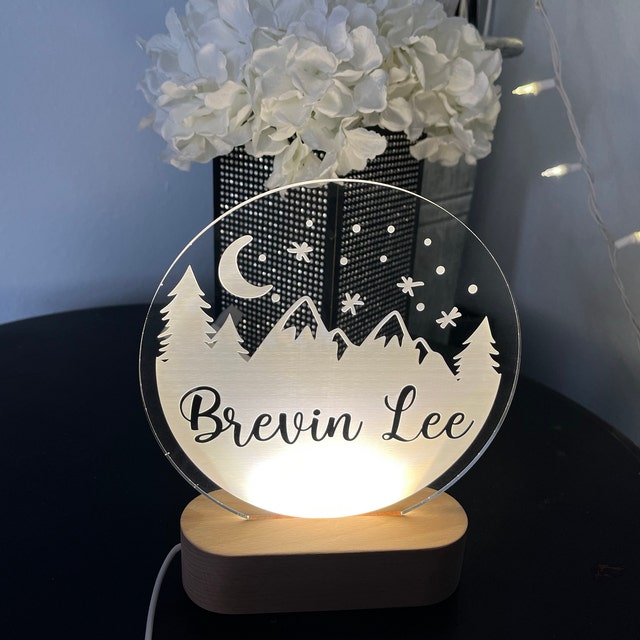 Mountains Custom Name Light | Personalized Bedroom LED Cloud Decor Sign | Light up Sign | Daughter/Son gift Sign /Boy Gift/ Girl Gift