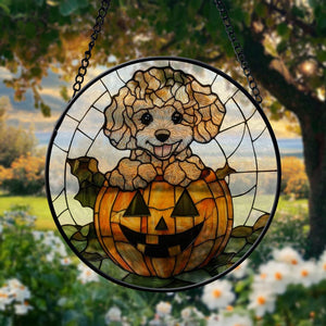 Halloween Dog Art Stained Glass Suncatcher Custom Dog Photo Personalized Gift For Dog Lovers Dog Mom Gift Dog Dad Gift Halloween Gift