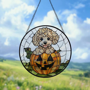 Halloween Dog Art Stained Glass Suncatcher Custom Dog Photo Personalized Gift For Dog Lovers Dog Mom Gift Dog Dad Gift Halloween Gift