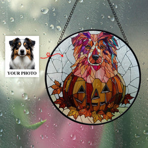 Custom Dog Suncatcher Custom Photo Personalized Halloween Stained Glass Halloween Gift For Dog Lovers, Home Decoration