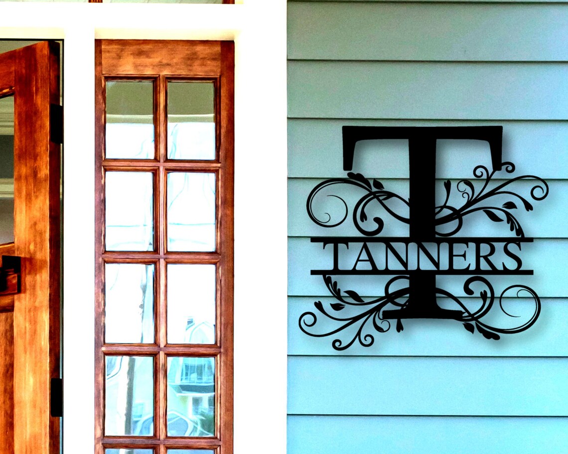 Personalized Family Name Metal Sign, Housewarming Gift, Metal Monogram Sign, Door Hanger, Last Name Sign, Metal Wall Art, Wedding Gift
