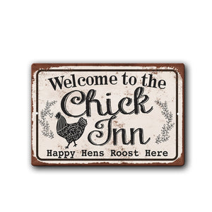 Welcome To The Chick Inn Cute chicken coop d cor Personalized metal sign, Chicken Coop Door Sign, Chick Inn sign, Funny chicken sign, cute chicken sign