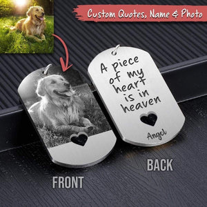 Sympathy Quotes Pet Metal Keychain, Pet Photo Engraved Keychain