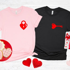 Heart Lock and Key Shirt,Matching Couple Shirts, Wedding Gift, Couple Valentines Gift, Love Shirt, Key and Lock Tees, Valentine's Day Gift
