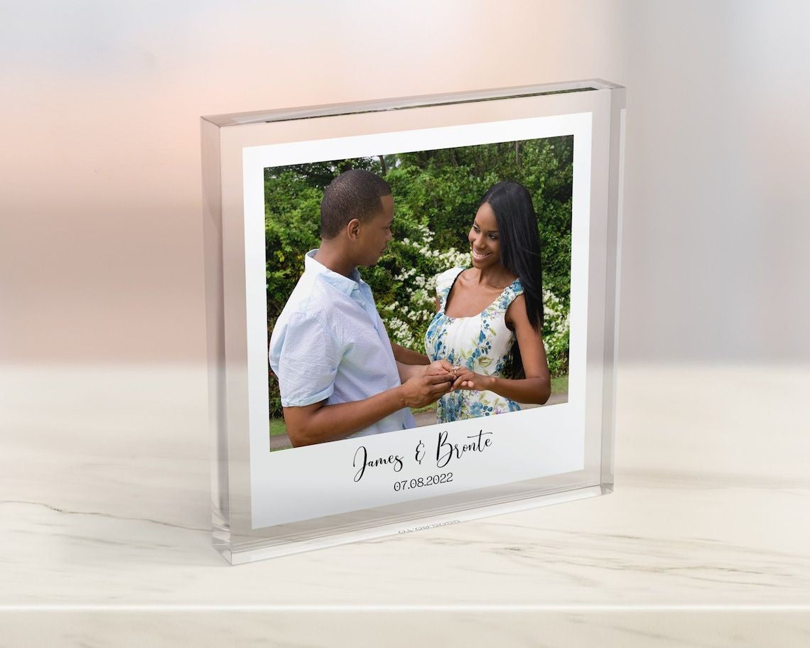 Personalised Engagement Photo Acrylic Plaque, Custom Engaged Acrylic Photo, Engagement Gifts, Couple Gifts, Engagement Keepsake Memory Block