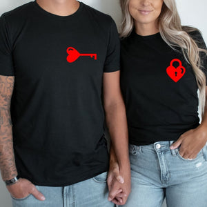 Heart Lock and Key Shirt,Matching Couple Shirts, Wedding Gift, Couple Valentines Gift, Love Shirt, Key and Lock Tees, Valentine's Day Gift