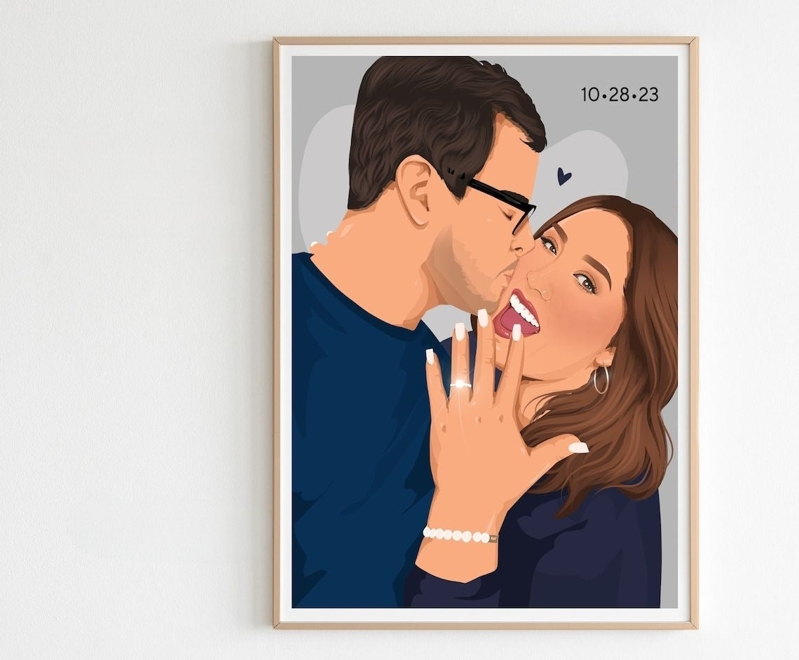 couple portrait canvas, gift for couple, faceless portrait, engagement drawing, boyfriend portrait, family portrait, custom gift, Faceless Gift