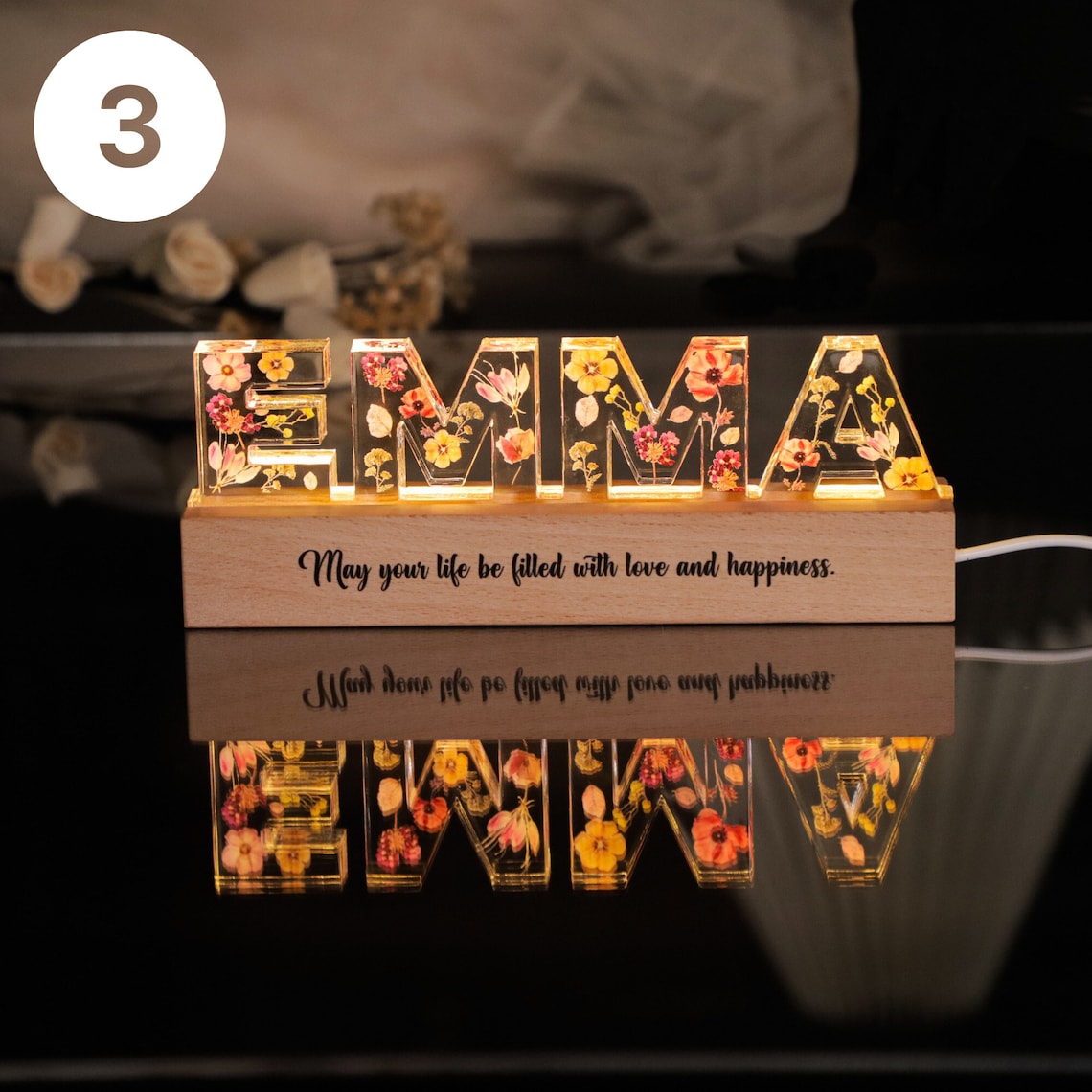 Personalized Flower Night Light Gift for baby, flower girl gift, Custom Name Night Light, Personalized birthday gift for her, Gift for Niece