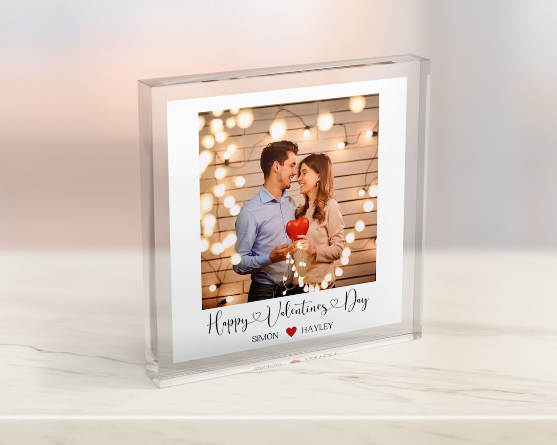 Personalised Valentines Photo Block, Custom Valentines Acrylic Photo, Valentines Day Gifts, Couple Gifts, Valentines Keepsake Memory Block