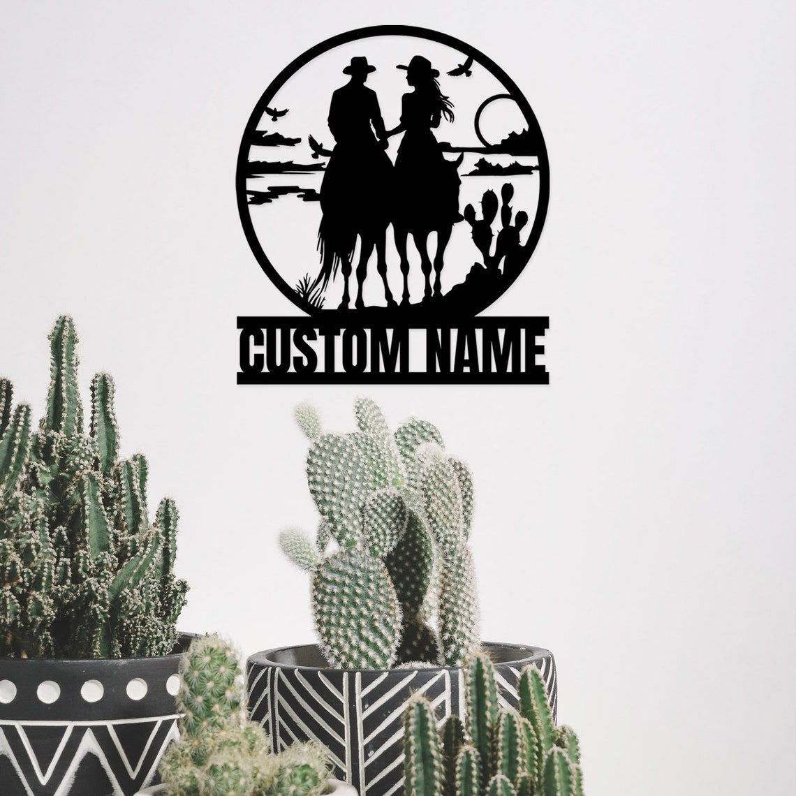 Custom Cowboy Cowgirl Couple Metal Wall Art Couple Family Name Sign Cowboy Sign Western Wedding Gift Home Decor Valentine Gift