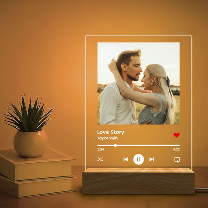 Custom Photo Music Plaque, Personalized Photo Frame, Album Cover Song Plaque, Music Photo Name Night Lamp, Valentines Day Gift for Her