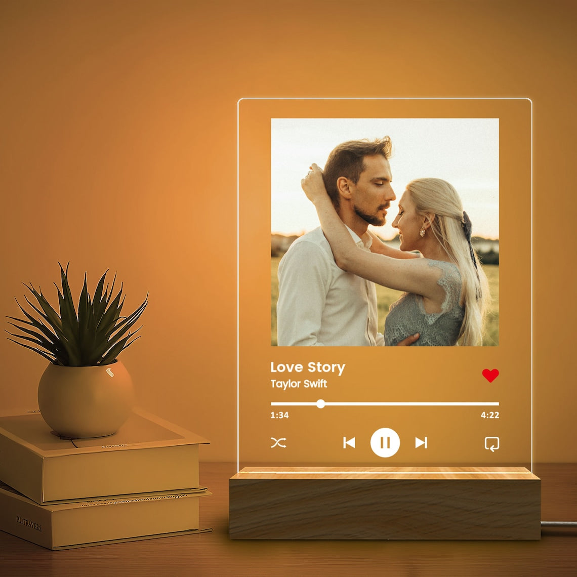 Custom Photo Music Plaque, Personalized Photo Frame, Album Cover Song Plaque, Music Photo Name Night Lamp, Valentines Day Gift for Her