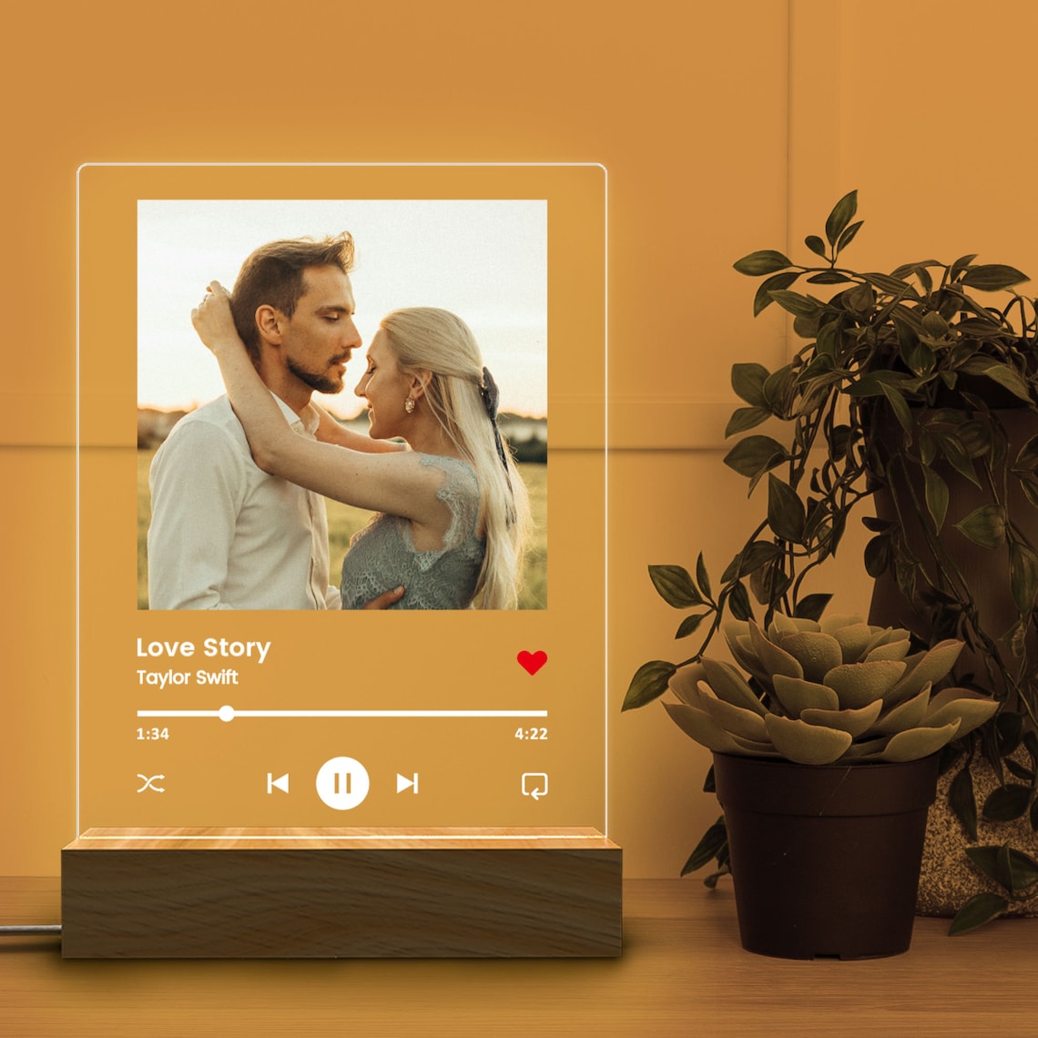 Custom Photo Music Plaque, Personalized Photo Frame, Album Cover Song Plaque, Music Photo Name Night Lamp, Valentines Day Gift for Her