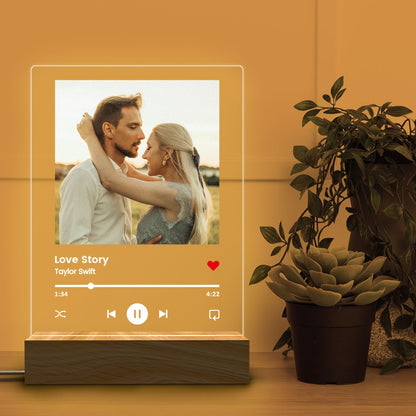 Custom Photo Music Plaque, Personalized Photo Frame, Album Cover Song Plaque, Music Photo Name Night Lamp, Valentines Day Gift for Her