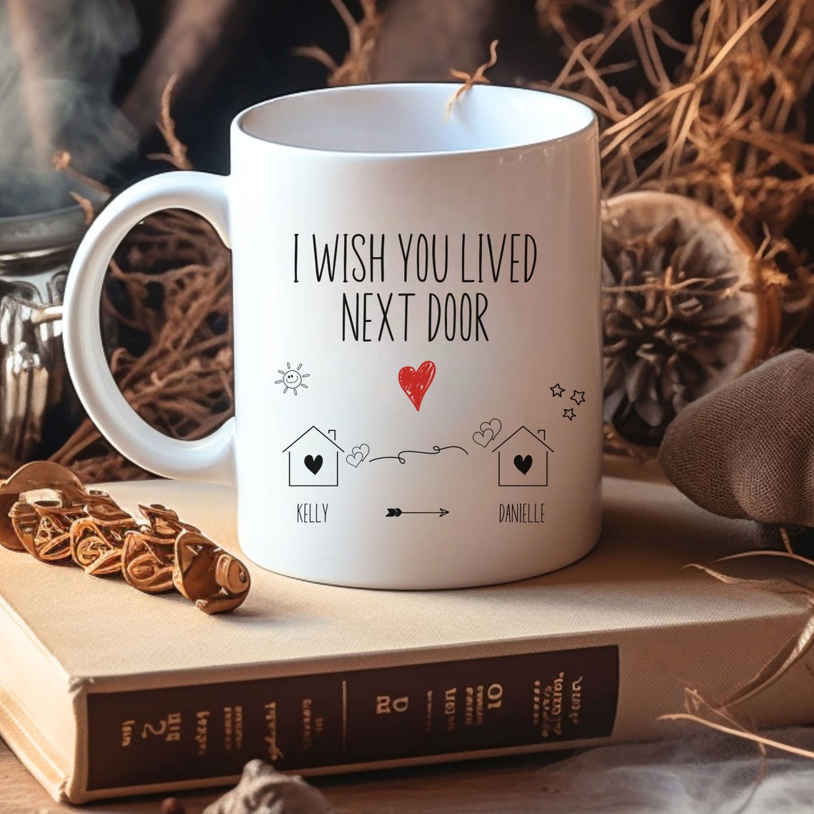 Best Friend Gift, Custom Bestie Coffee Mug, Unique Cute Personalized BFF Gift, Long Distance Friendship, Moving Away Present Ceramic Tea Mug