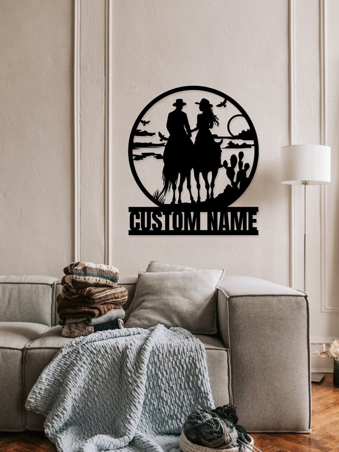 Custom Cowboy Cowgirl Couple Metal Wall Art Couple Family Name Sign Cowboy Sign Western Wedding Gift Home Decor Valentine Gift