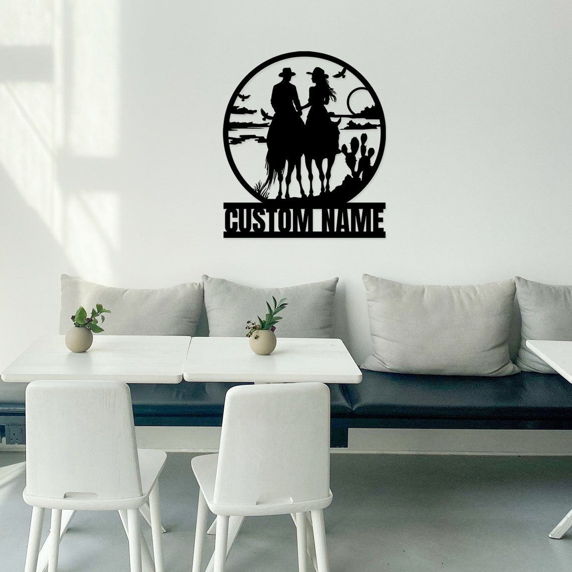 Custom Cowboy Cowgirl Couple Metal Wall Art Couple Family Name Sign Cowboy Sign Western Wedding Gift Home Decor Valentine Gift