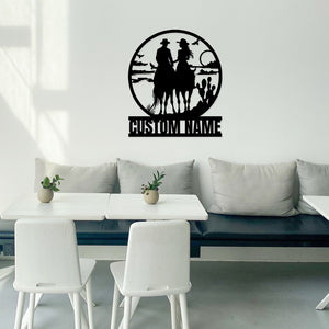 Custom Cowboy Cowgirl Couple Metal Wall Art Couple Family Name Sign Cowboy Sign Western Wedding Gift Home Decor Valentine Gift