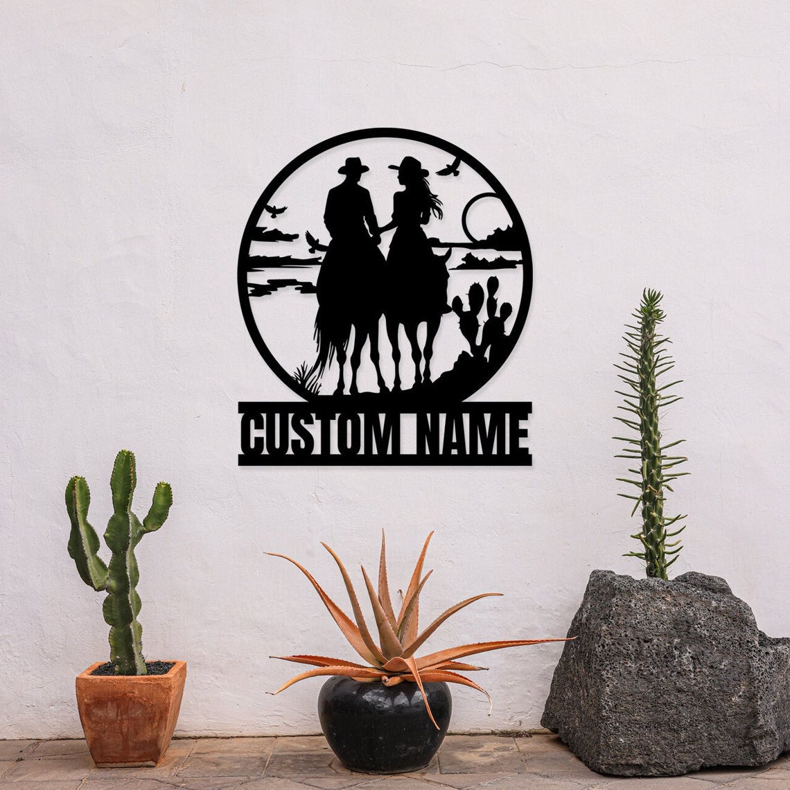 Custom Cowboy Cowgirl Couple Metal Wall Art Couple Family Name Sign Cowboy Sign Western Wedding Gift Home Decor Valentine Gift