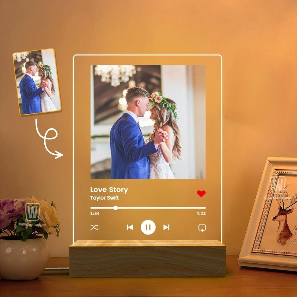 Custom Photo Music Plaque, Personalized Photo Frame, Album Cover Song Plaque, Music Photo Name Night Lamp, Valentines Day Gift for Her