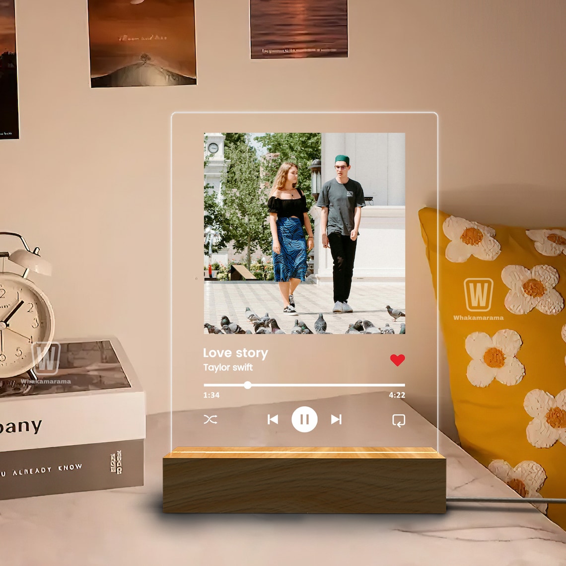 Custom Photo Music Plaque, Personalized Photo Frame, Album Cover Song Plaque, Music Photo Name Night Lamp, Valentines Day Gift for Her