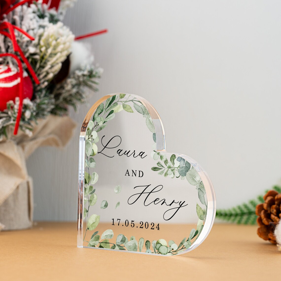 Personalized Couple Acrylic Plaque,Anniversary Acrylic Heart Plaque,Wedding Plaque with Couple Names,Newly Wed Gift,Gfit for Bride and Groom