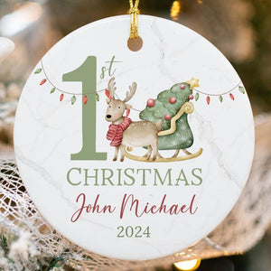 Baby's First Christmas Ornament 2024, Custom Baby Keepsake, Personalized Xmas Ornament