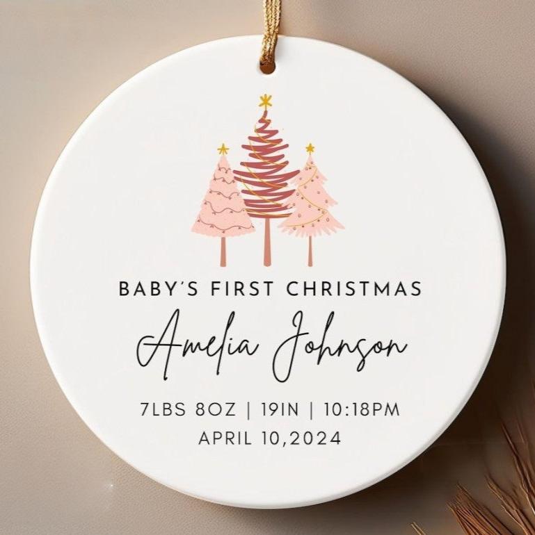 2024 Personalized Baby's Birth Christmas Ornament | New Baby's First Christmas | Custom Baby Name Christmas Gift | Baby Keepsake