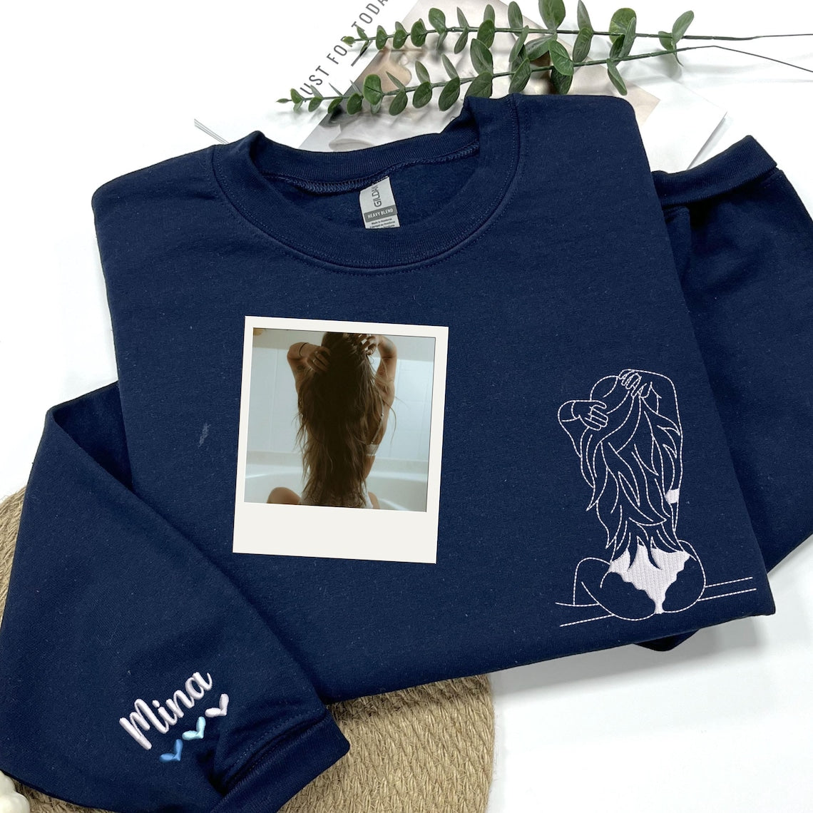 Custom Embroidered Spicy Portrait Sweatshirt Using Your Photo, Personalized Outline Portrait Shirt For Boyfriend Husband, Anniversary Gift