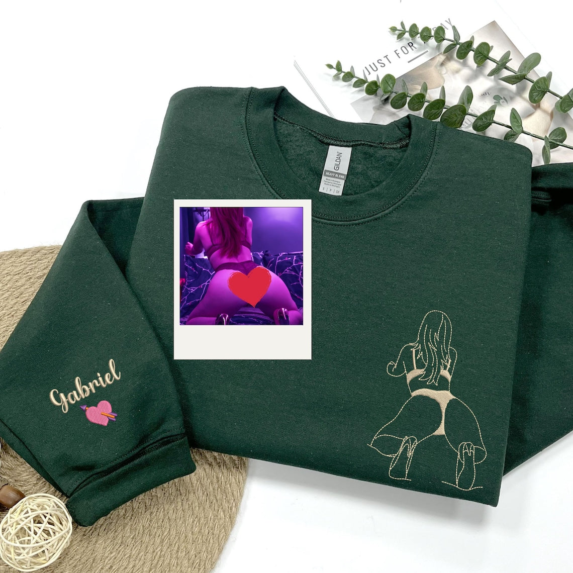 Custom Embroidered Spicy Portrait Sweatshirt Using Your Photo, Personalized Outline Portrait Shirt For Boyfriend Husband, Anniversary Gift