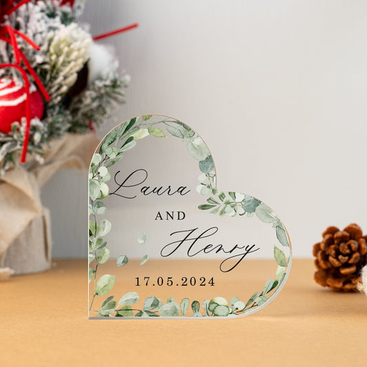 Personalized Couple Acrylic Plaque,Anniversary Acrylic Heart Plaque,Wedding Plaque with Couple Names,Newly Wed Gift,Gfit for Bride and Groom